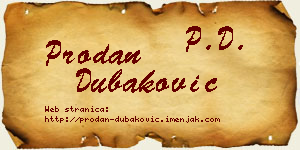 Prodan Dubaković vizit kartica